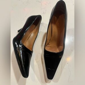 BLACK VINTAGE LEATHER GUCCI HEEL PUMP SHOE  9 B
